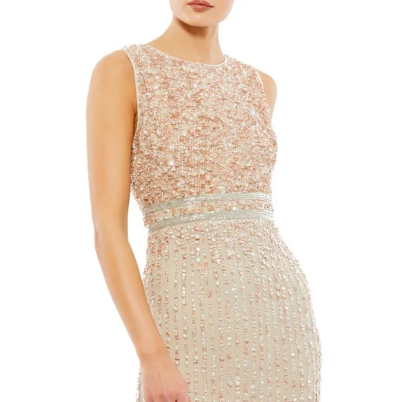 MAC DUGGAL size 14 SEQUINED HIGH NECK SLEEVELESS COLUMN GOWN Formal Dress - Picture 3 of 7